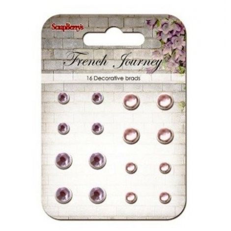 Ćwieki dekoracyjne ScrapBerry's 16szt, French Journey Lilac/Pink